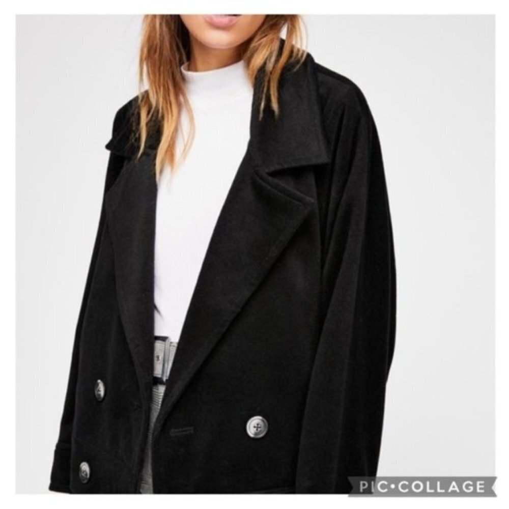 Free People Black Bella Dolman Coat Sz Small